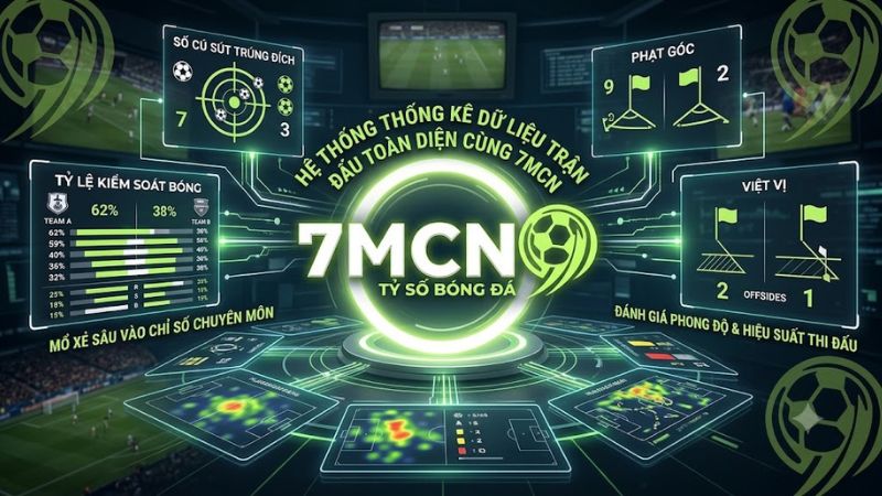 Biểu đồ thống kê kiểm soát bóng và số lần sút chuẩn xác trên 7mcn
