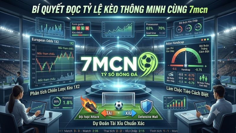 Giao diện phân tích chi tiết các loại tỷ lệ kèo bóng đá tại trang chủ 7M.