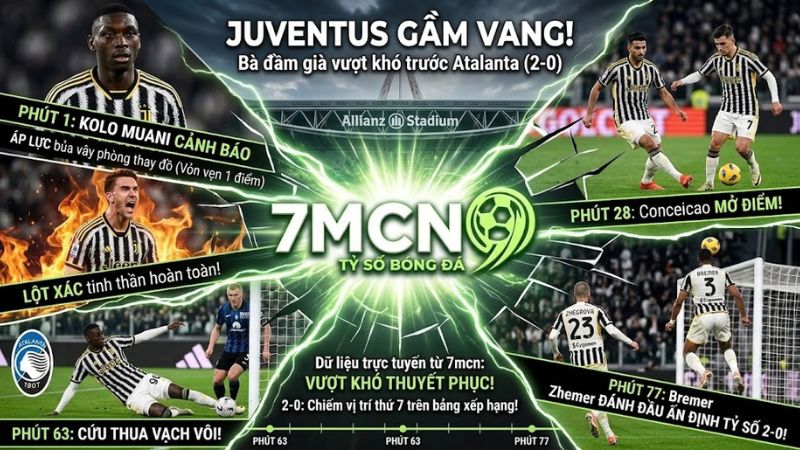 Juventus trở lại mạch thắng trước Atalanta trực tiếp trên 7mcn