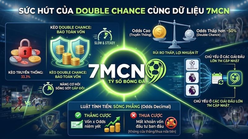 Phân tích ưu và nhược điểm kèo Double Chance cùng dữ liệu 7m cn