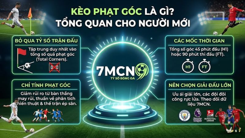 Sơ đồ minh họa giải thích kèo phạt góc là gì trên bảng tỷ lệ 7m